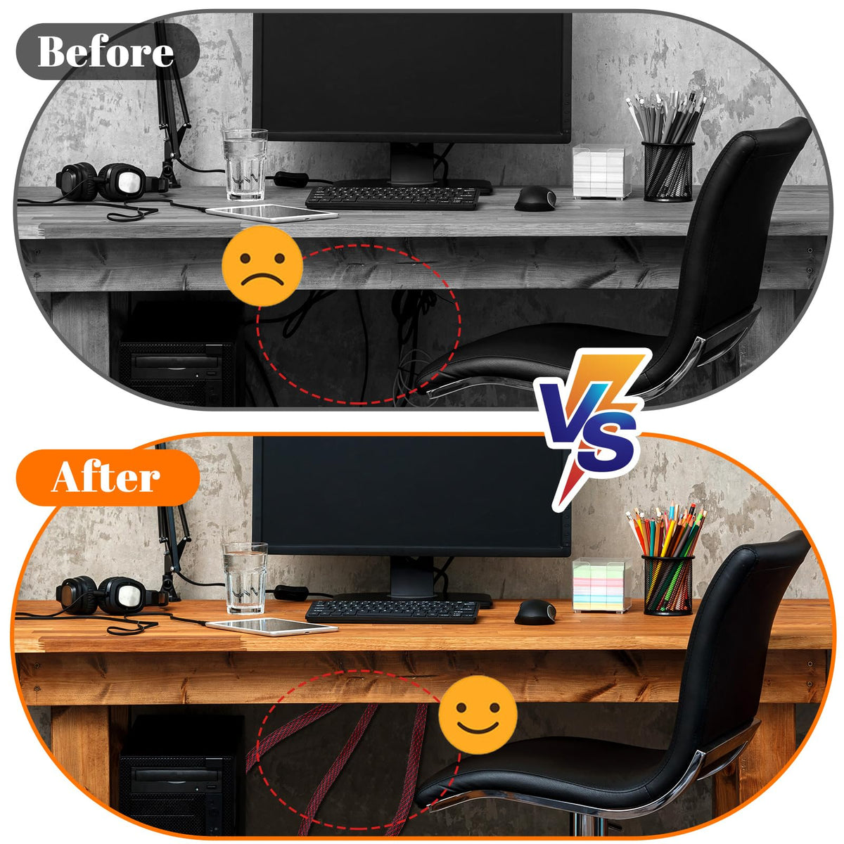 Pangda in use behind TV bundling cables cleanly for easier maintenance