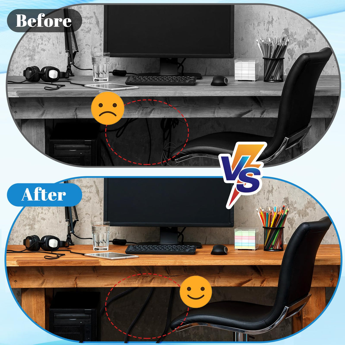 Pangda installation around PSU cables demonstrating easy retrofit and tidy wire routing benefit