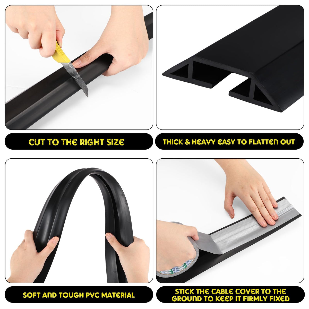 Pangda installed on office floor protecting cords and reducing trip hazards for employees