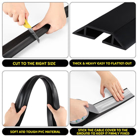 Pangda installed on office floor protecting cords and reducing trip hazards for employees