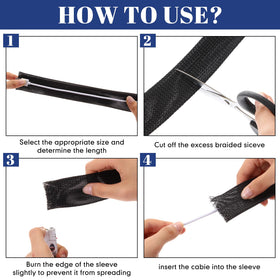 Pangda PET cord sleeve offers durable protection for cables in black.