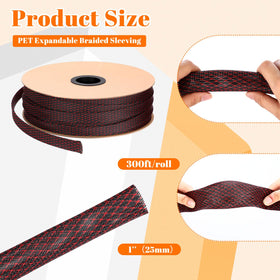 Pangda sleeve bundled behind TV hiding cords for cleaner entertainment setup