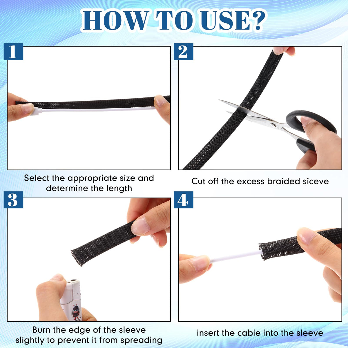 Pangda wire sleeve 3-8 inch braided expands to fit more cables.