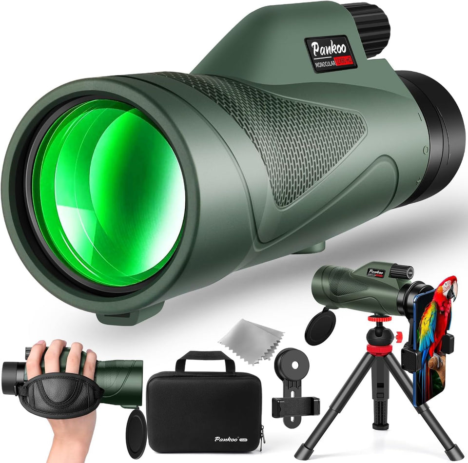 Pankoo 12x60 HD monocular offers a wide field of view for distant scenery.