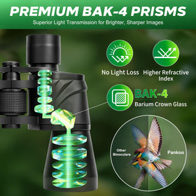 Pankoo 20x55 binoculars lightweight ergonomic grip for all-day use