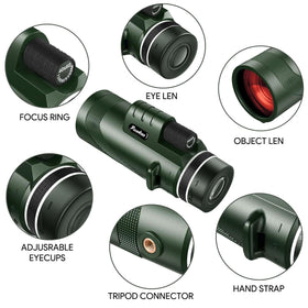 Pankoo monocular eyepiece close-up highlighting focus wheel and comfortable eye relief