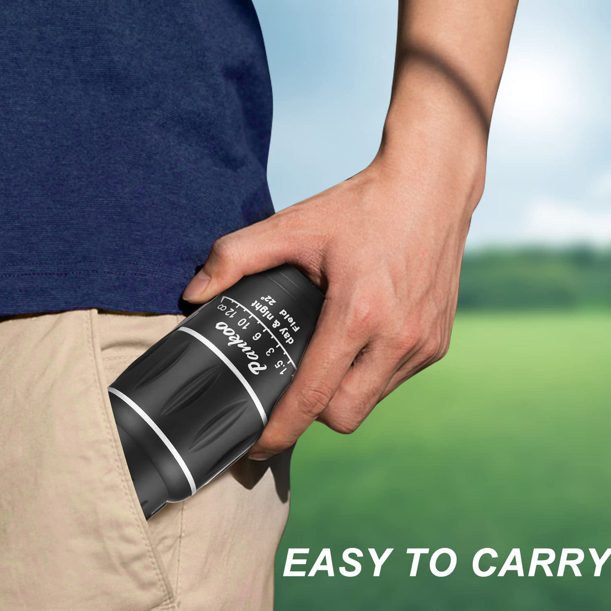 Pankoo monocular mounted on tripod showing hands-free stability benefit