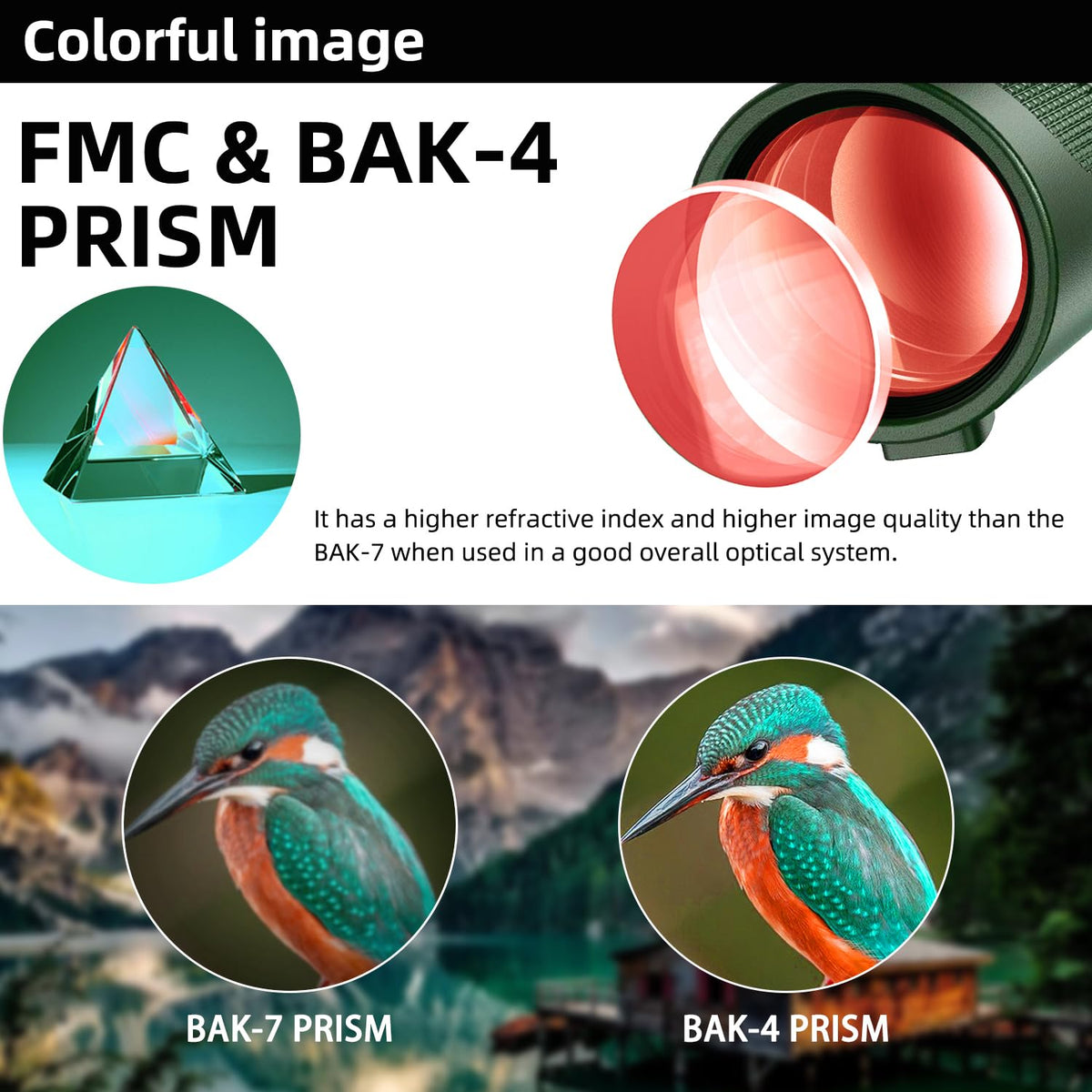 Pankoo monocular objective lens detail showing large 60mm glass for brighter images