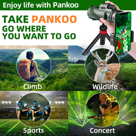 Pankoo tripod beside monocular showing scale for stable shooting