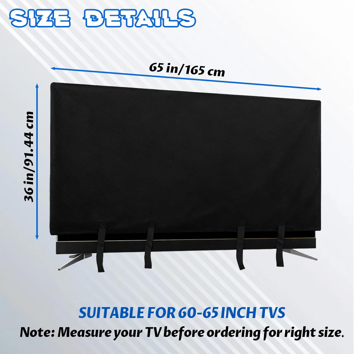 Pansente TV Cover bottom strap enabling easy slide-on/off