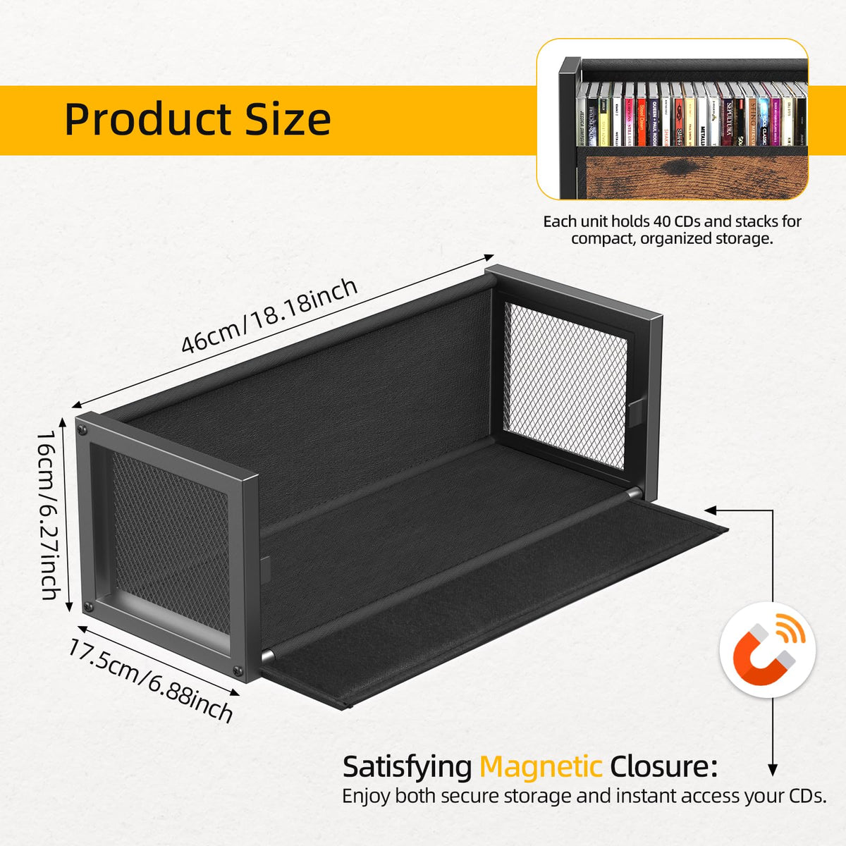 PAPAGIFTREE CD Case stores discs, DVDs, and cassettes in one sturdy unit