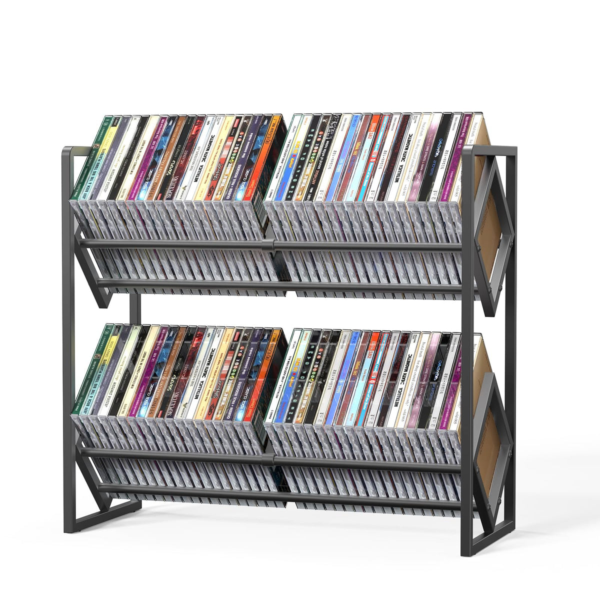 PAPAGIFTREE front view showing full two-tier CD capacity and neat display benefit