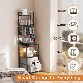PAPAGIFTREE home-office-media-tower keeps gaming and movie collections organized.