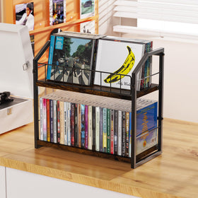 PAPAGIFTREE lower tier close-up holding upright CD cases for secure storage