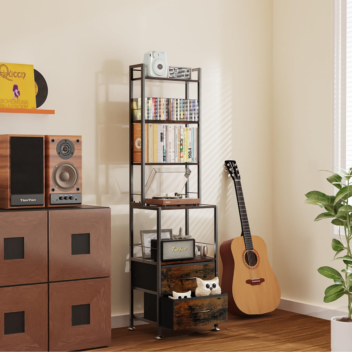 PAPAGIFTREE living room display shelf for books and decor.