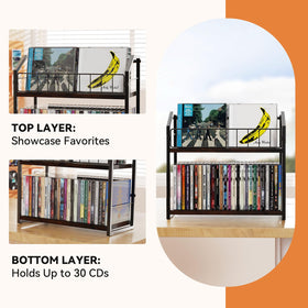 PAPAGIFTREE top shelf with guard rails displaying album covers for easy browsing