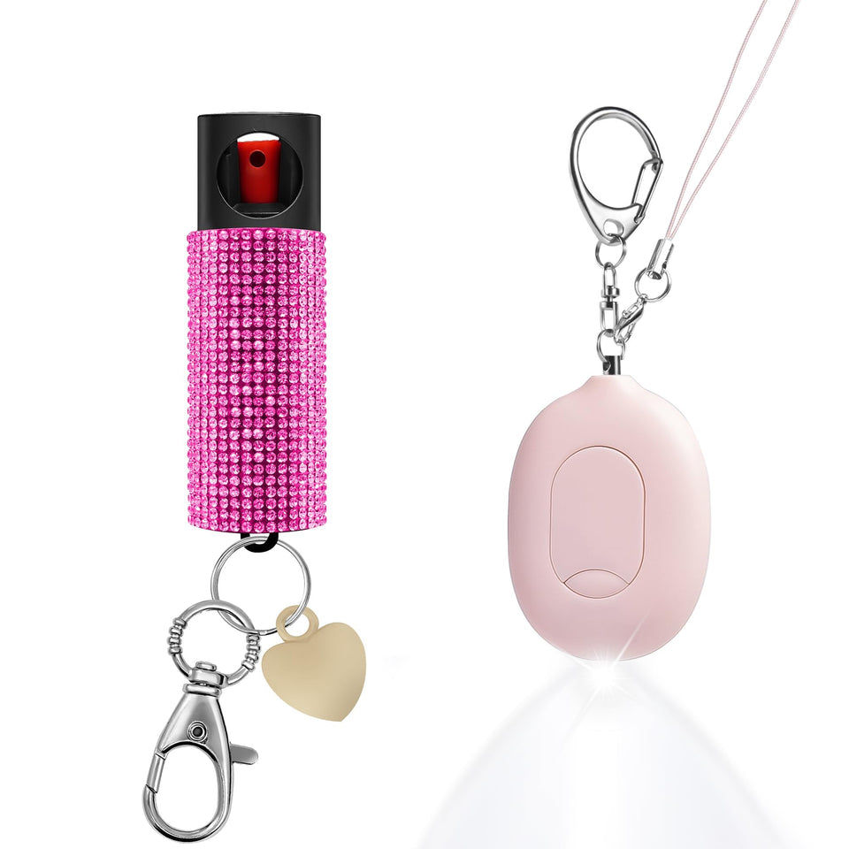 PAPASAFETY 3-in-1 alarm clipped to a bag for portable safety.