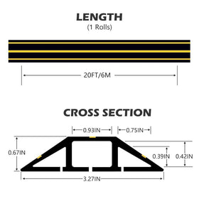 Papillon close-up of bright yellow warning stripe enhancing visibility and safety