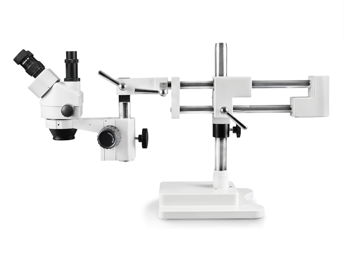 Parco Scientific PA-5F Simul-Focal trinocular head tilted for versatile observation.