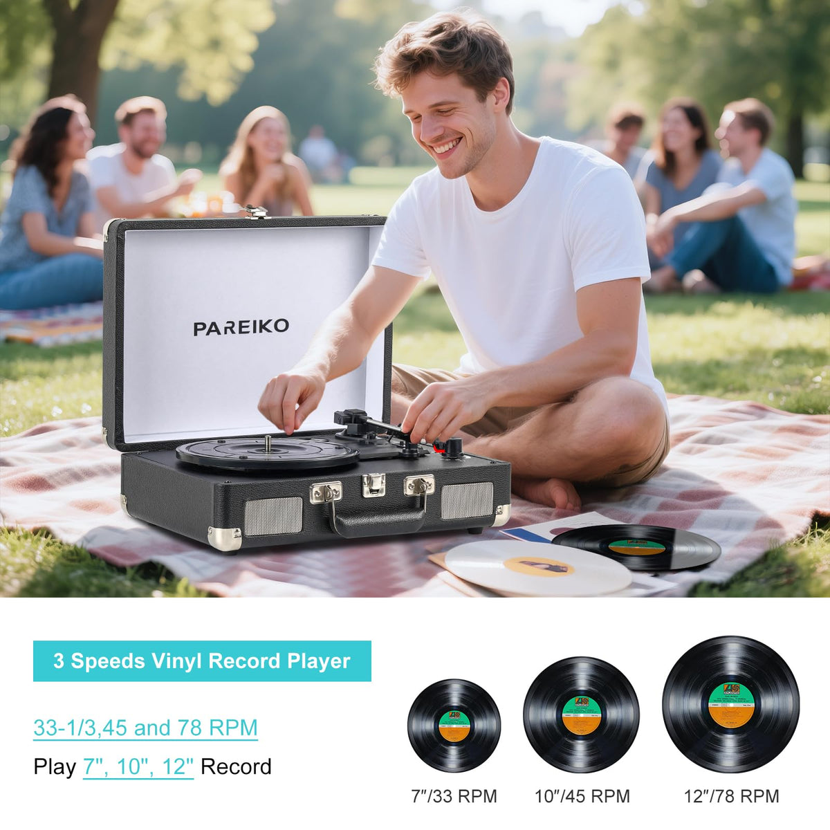 Pareiko platter and speed dial detail showing 33 45 78 control for record variety