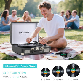 Pareiko platter and speed dial detail showing 33 45 78 control for record variety