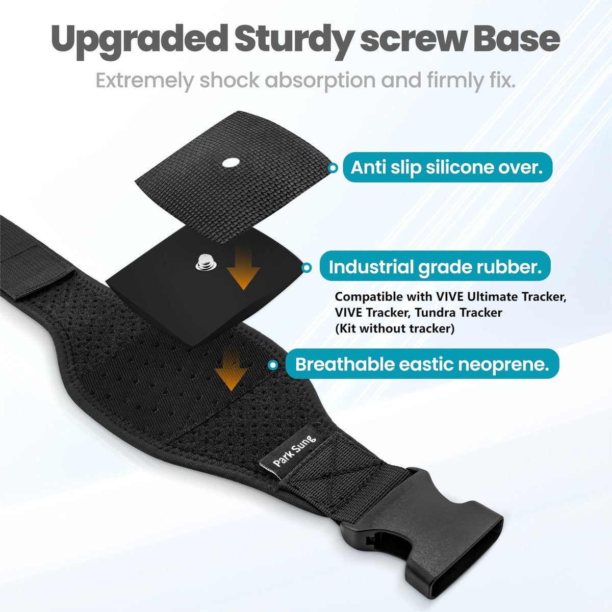 Park Sung Ankle Strap securing ankle for steadier leg tracking.