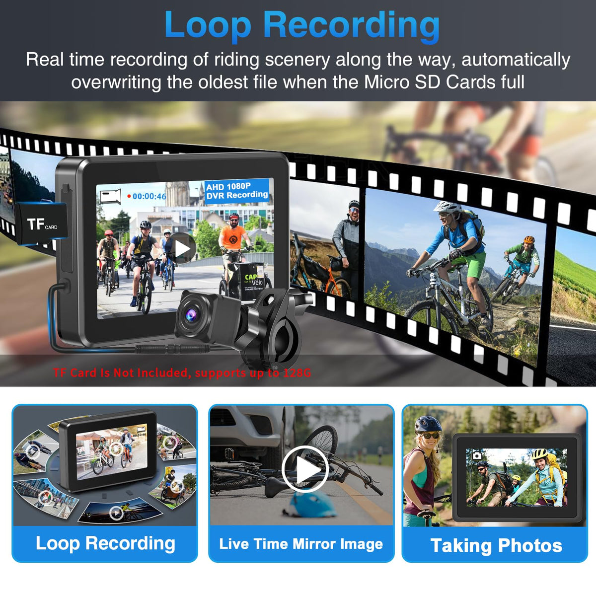 PARKVISION handlebar monitor 4.3-inch provides real-time riding view.