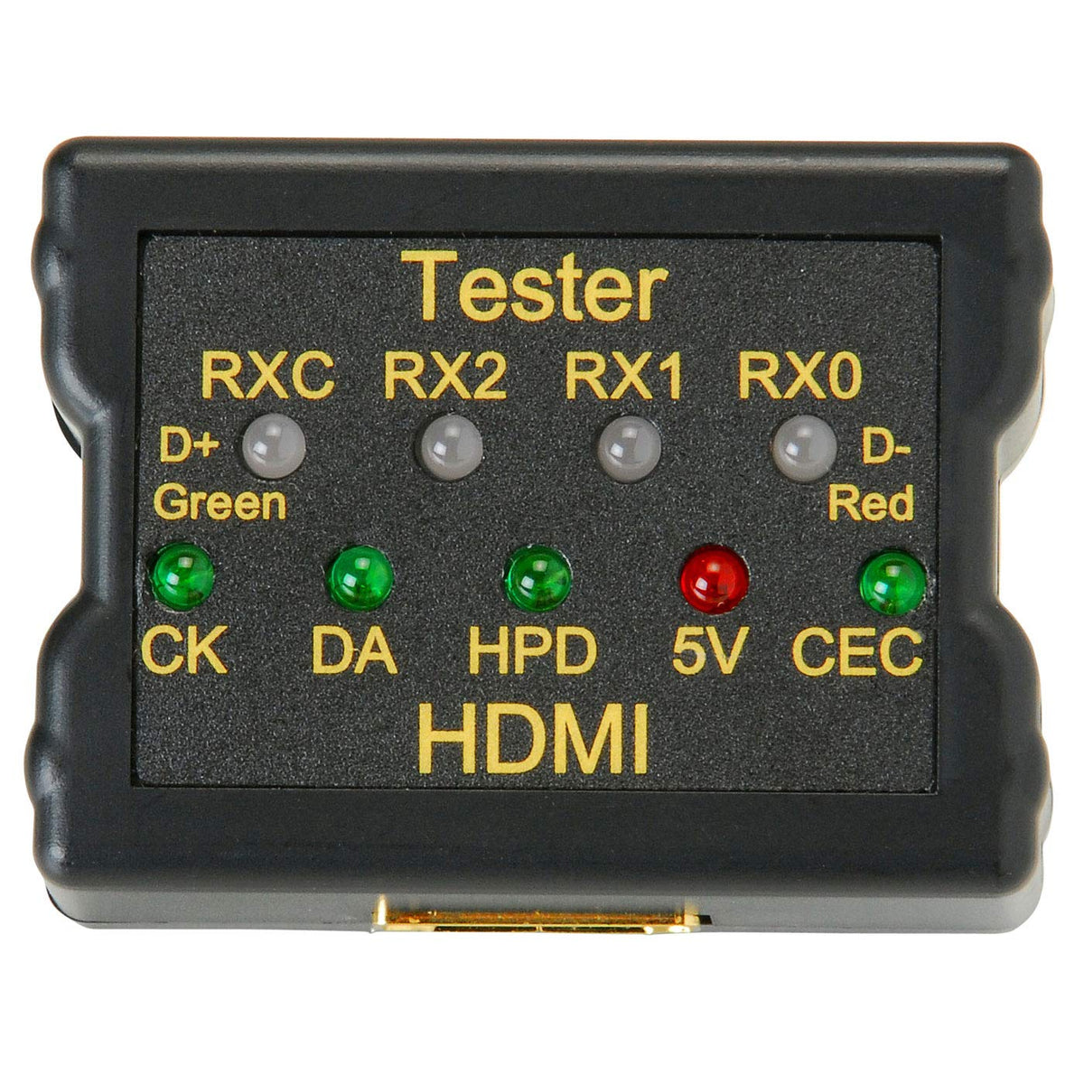 Parts Express tester connected to a TV demonstrating quick on-site troubleshooting