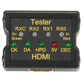 Parts Express tester connected to a TV demonstrating quick on-site troubleshooting