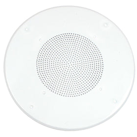 Parts Express white round ceiling speaker grill for 8-inch speakers with a durable fade-resistant finish.