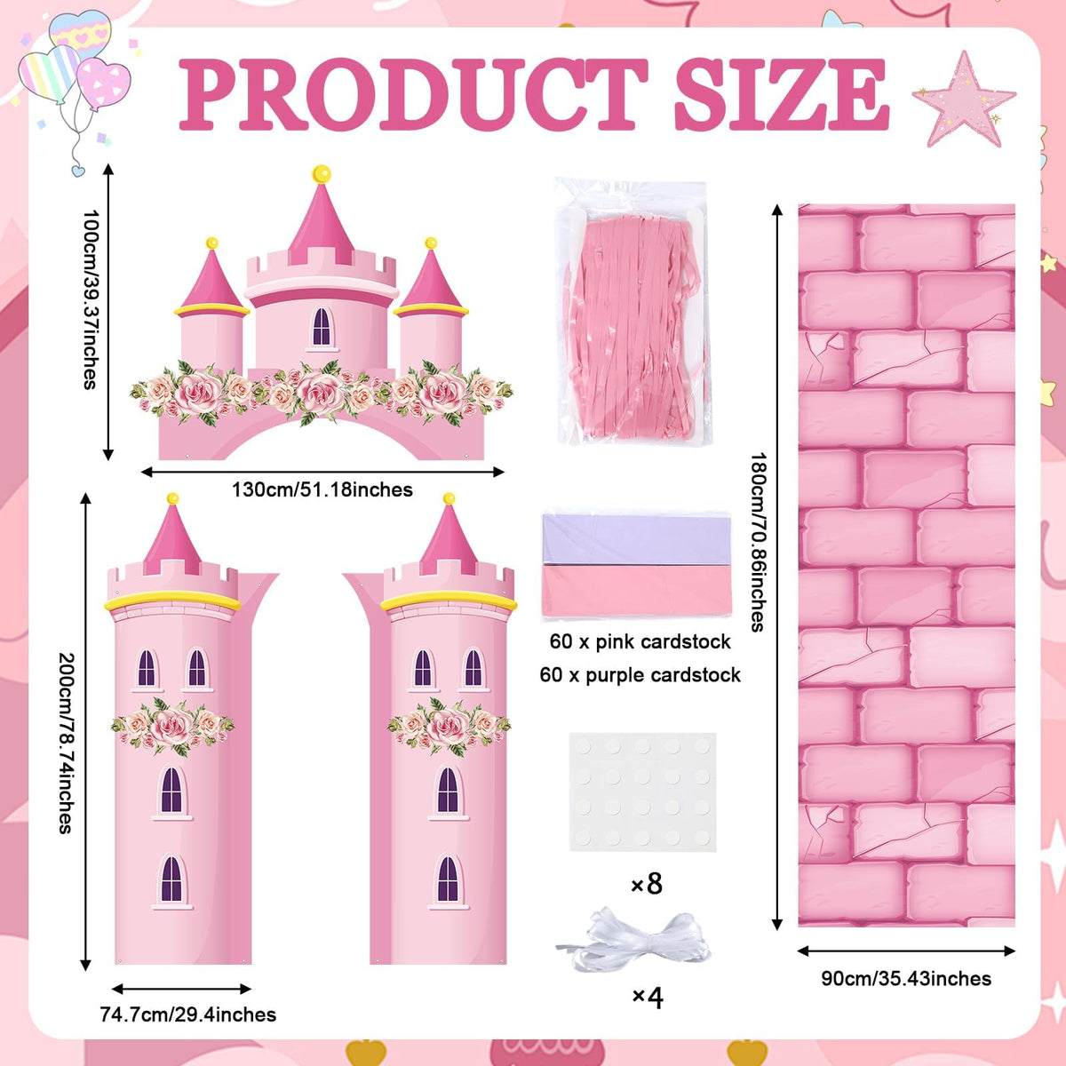 Party Greeting princess castle banners framing a princess party scene