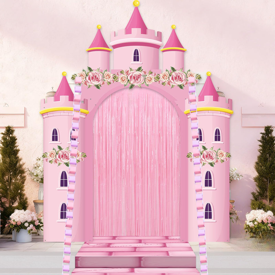 Party Greeting princess castle canopy backdrop for birthday photo moments