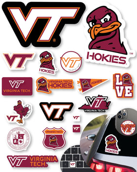 PartyKandy Virginia Tech stickers set of 14 decals for laptops, cars, and bottles