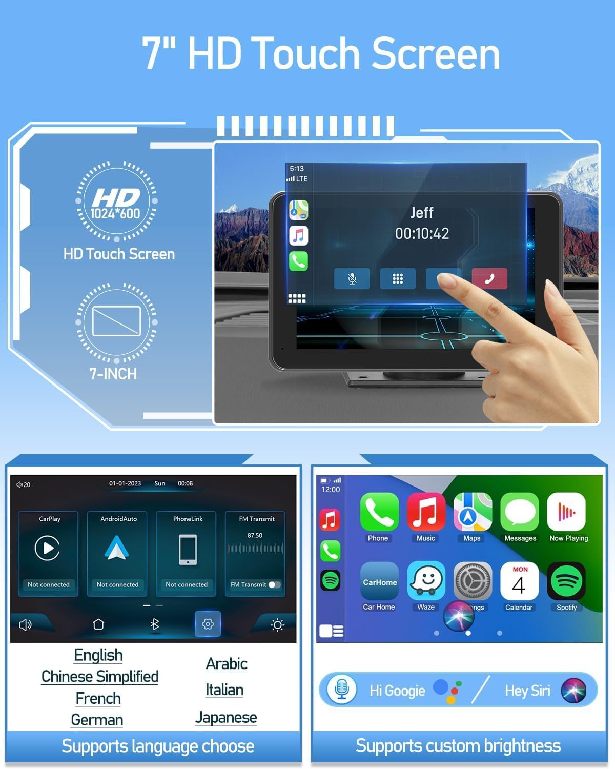 PASLDA size scale with phone comparing the 7-inch screen for compact portability