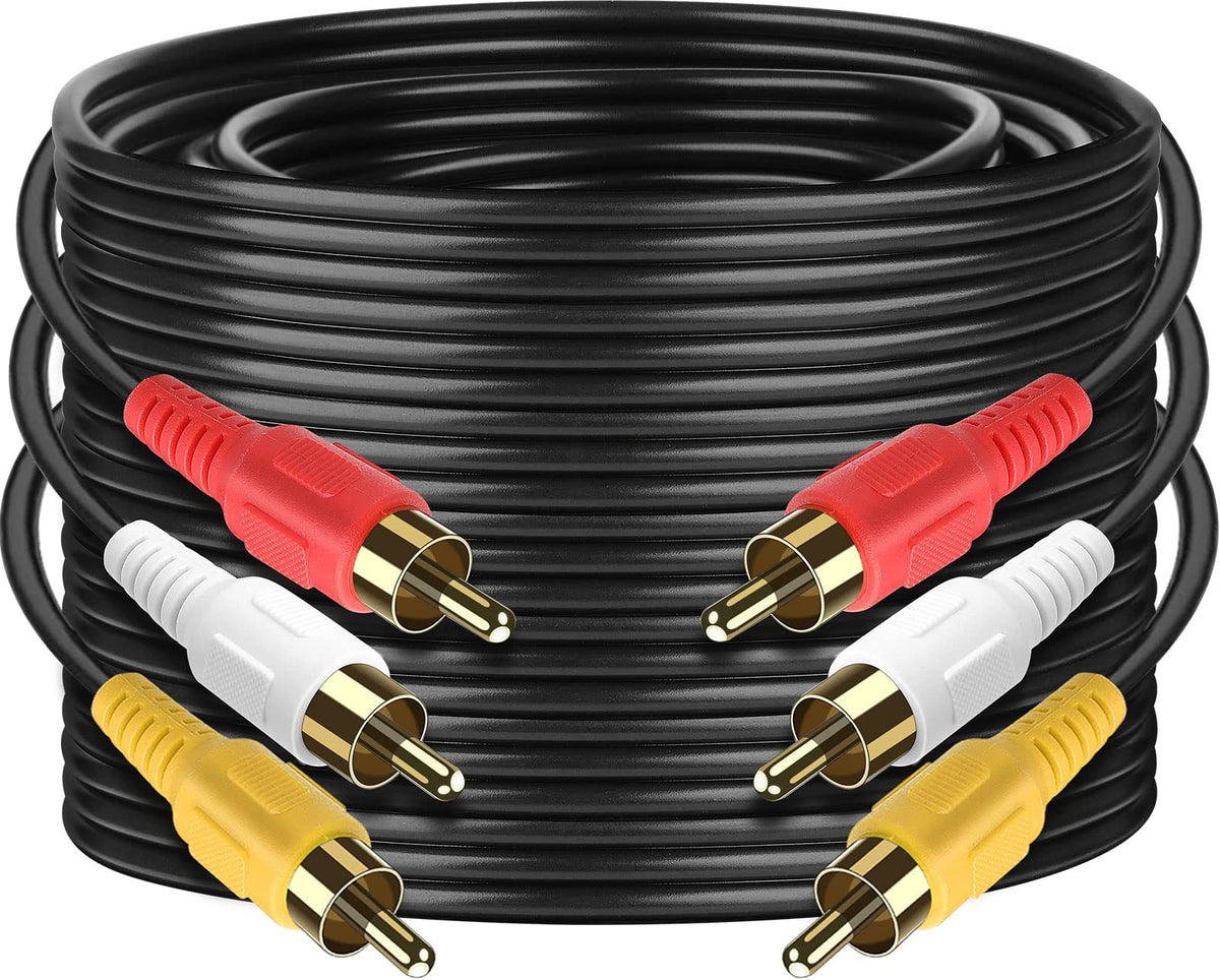 PASOW 3 RCA cable for audio and video connections with 25 ft length