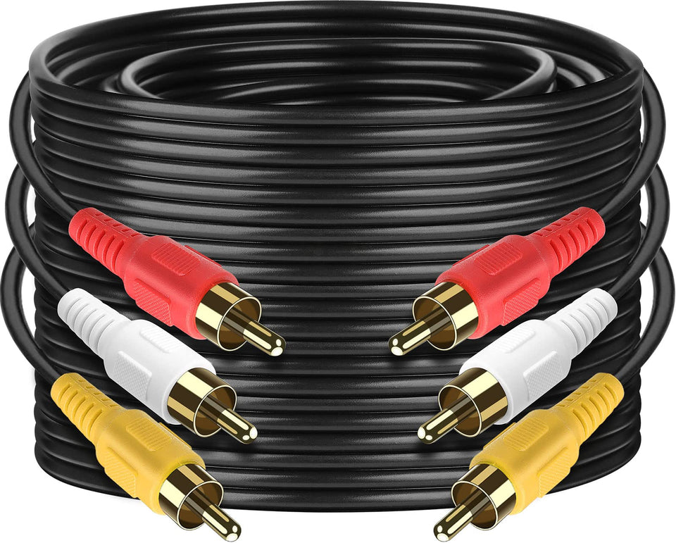PASOW 3 RCA cable for audio and video connections with 25 ft length