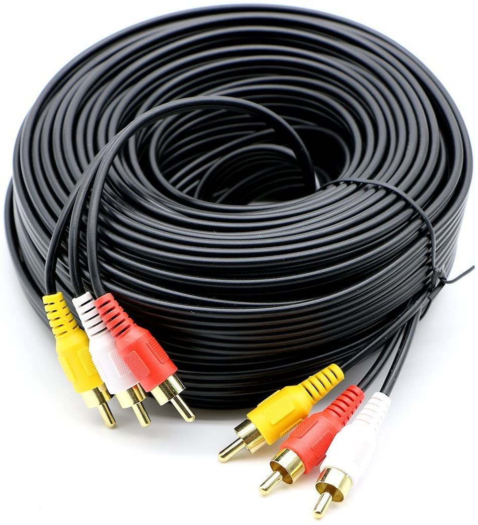 PASOW 3 RCA cable end plugs for reliable stereo audio and video connections.