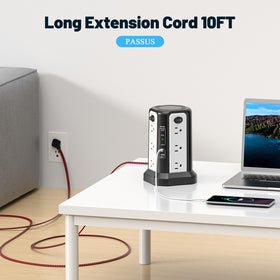 PASSUS size comparison beside a notebook, compact footprint for small desks
