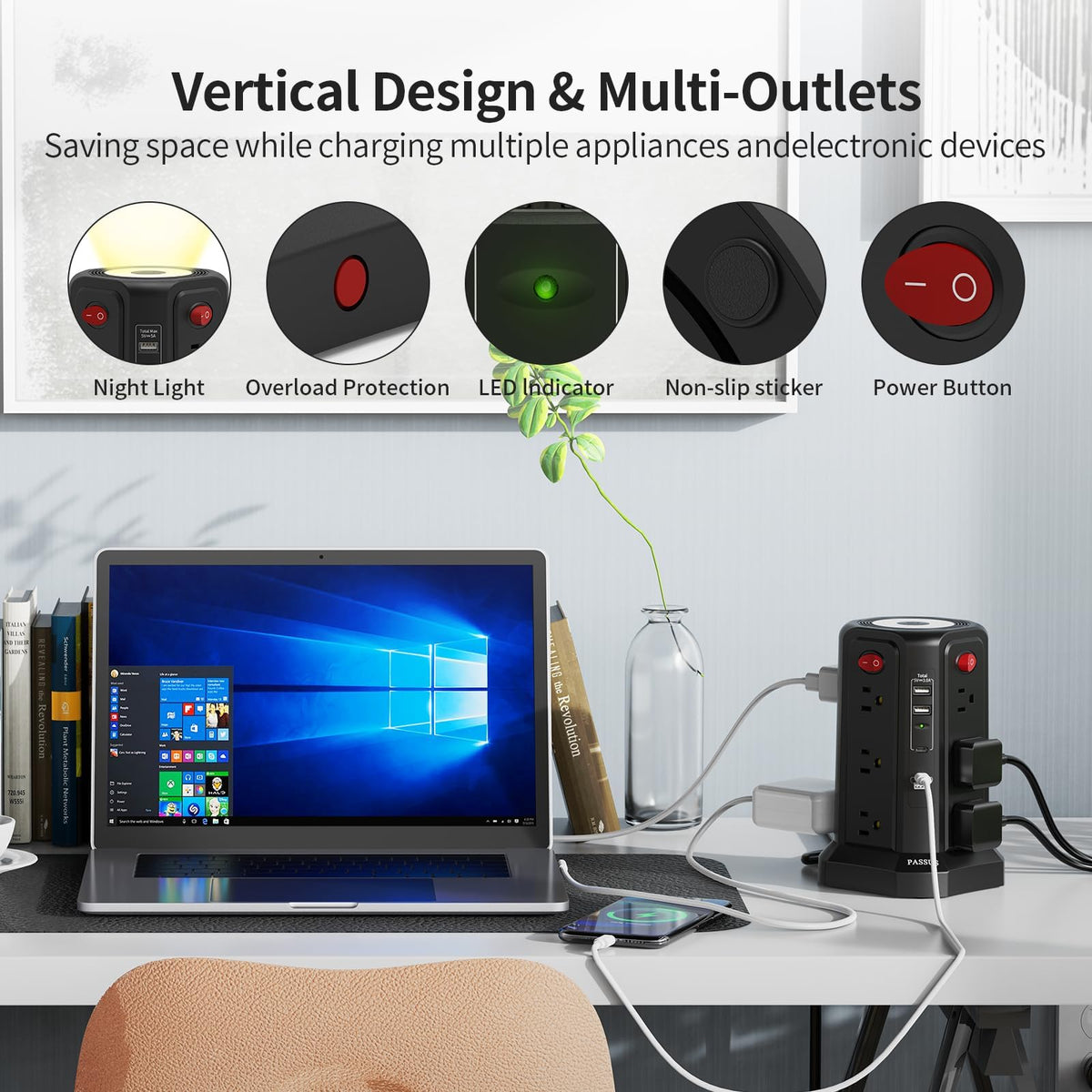 PASSUS four ON/OFF switches to control zones and conserve energy