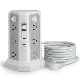 PASSUS front view of power tower showing outlets and tower shape for space saving