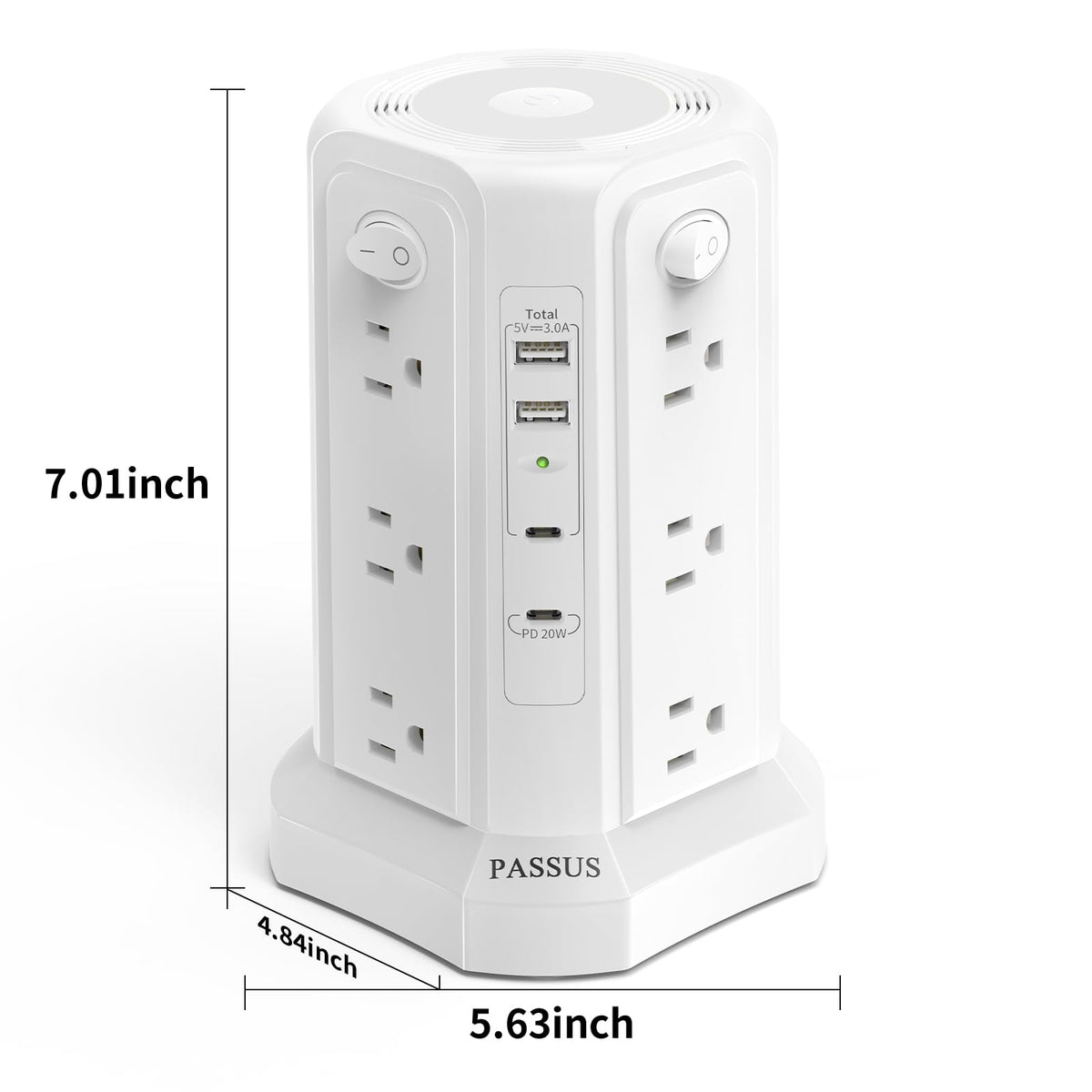 PASSUS charging station on desk powering laptop, phone, and accessories for tidy workspace