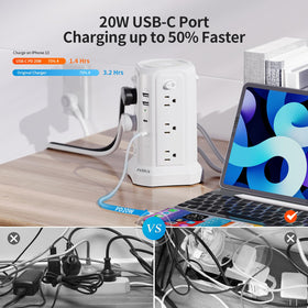 PASSUS 16ft cord routed behind sofa to reach distant wall outlet for flexible placement