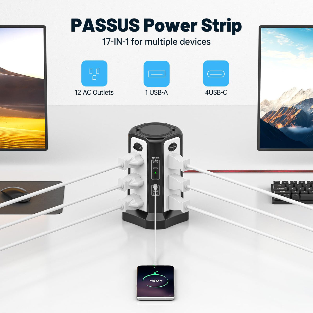 PASSUS safety label and materials close-up, reinforces fire-resistant, surge protection
