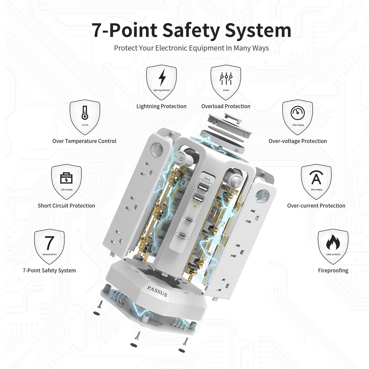 PASSUS fire-resistant material and safety label closeup for reliable device protection