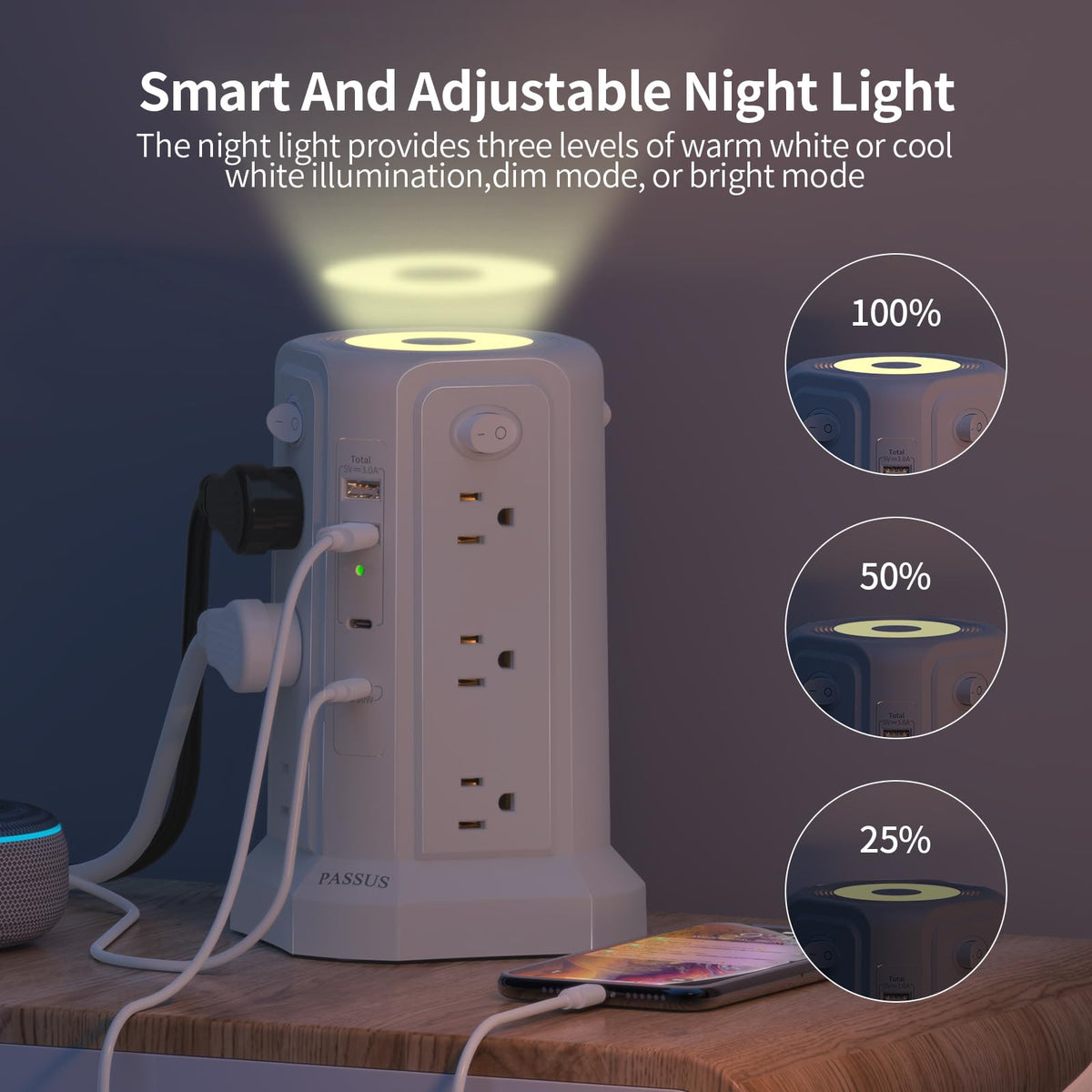 PASSUS night light glowing softly to improve visibility and nighttime safety