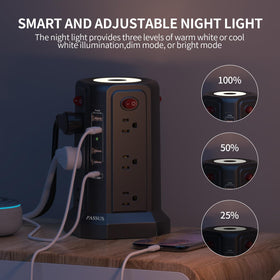 PASSUS power strip USB ports simplifying charging smartphones and tablets