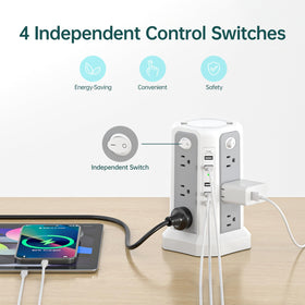 PASSUS 10ft cord and grounded plug illustrating extended reach and safety