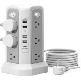 PASSUS front view showing all outlets and tower layout for organized power