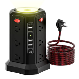 PASSUS front view showing tower outlets and compact footprint for organized power