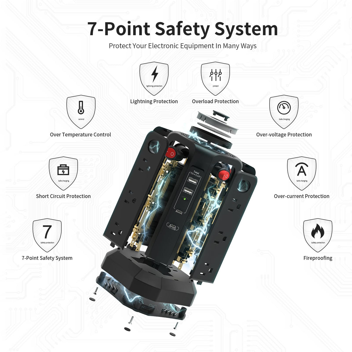 PASSUS tower next to smartphone to show compact footprint and scale